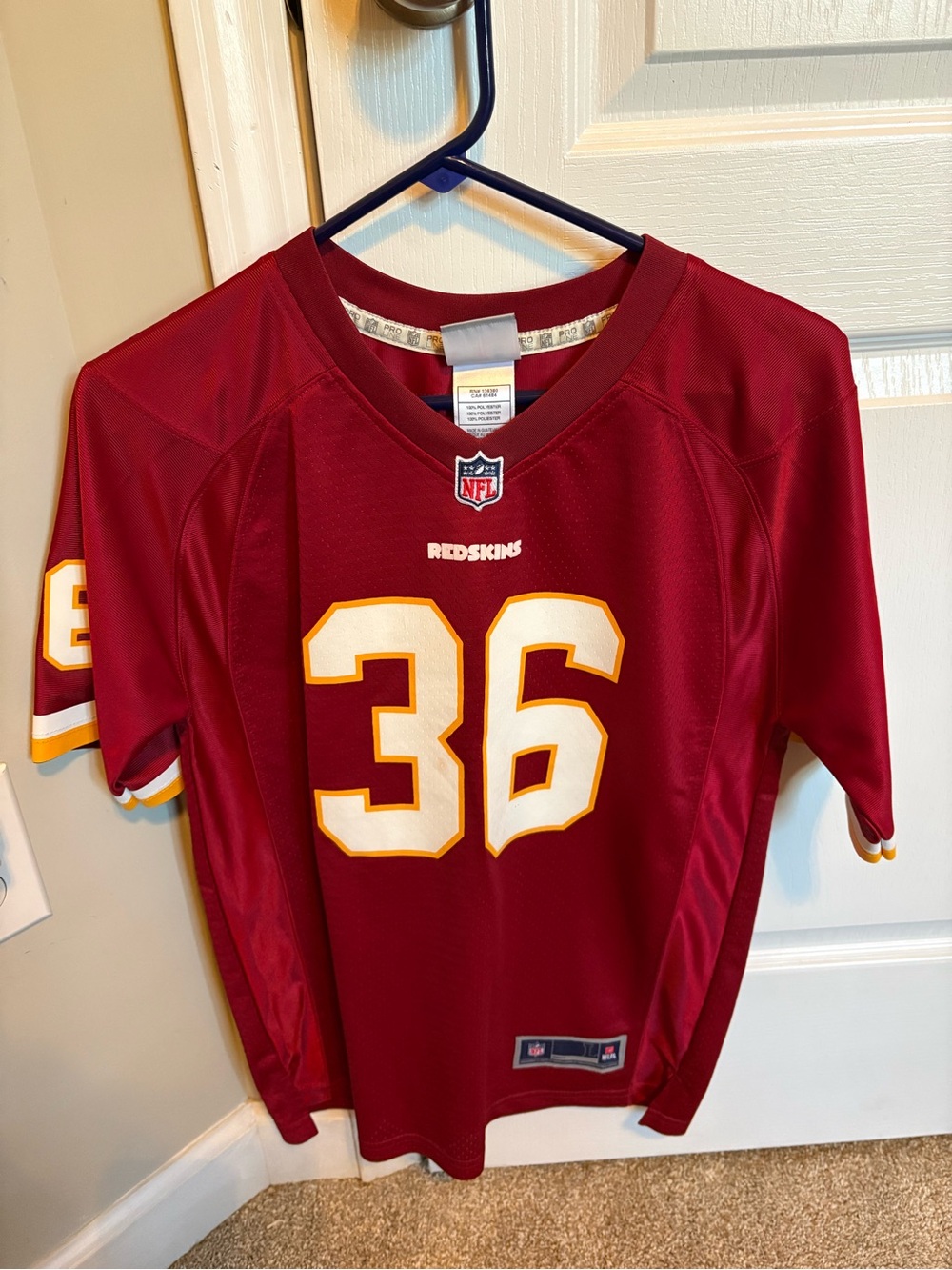 NFL Burgundy and White #36 Football Jersey